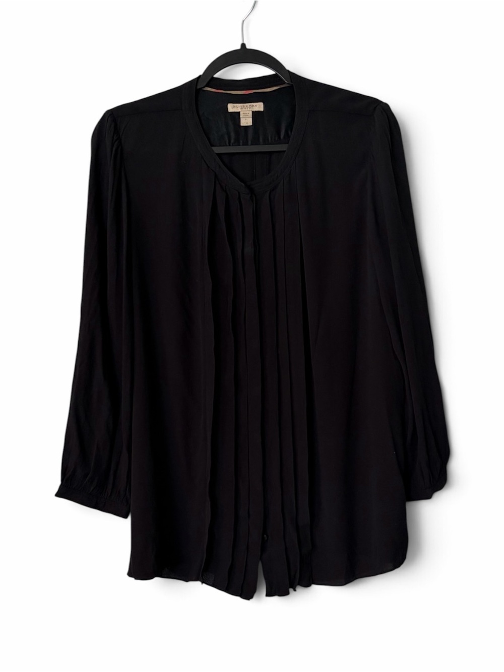 Burberry Black Pleated Button-Down Blouse